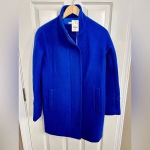 J. Crew Oxford Royal Blue Wool Blend City Coat 0 XS Zip Front NWT